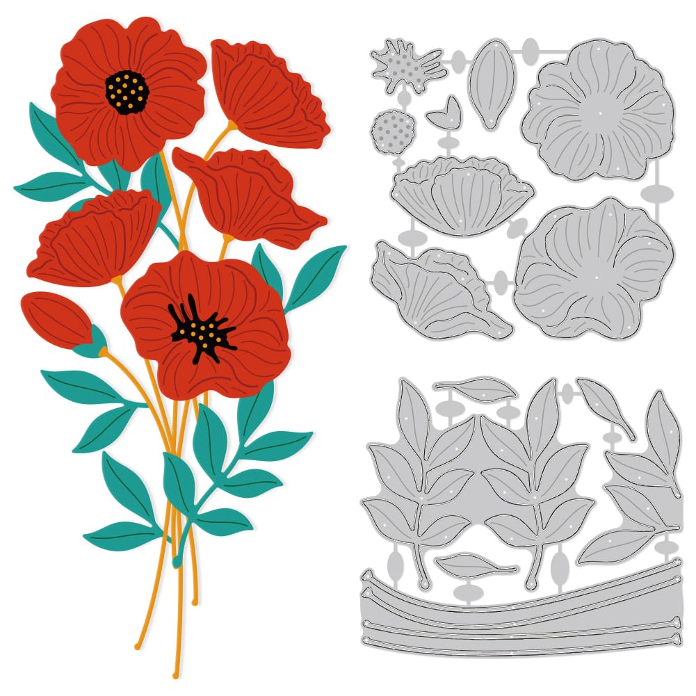 DELORIGIN 19 Styles Flowers Cutting Dies Card Borders Stitch Die Cut Carbon Steel Die Cuts Stencils Card Scrapbooking Embossing Template Dies for DIY Mother's Day Greeting Card Albums Gift Decor