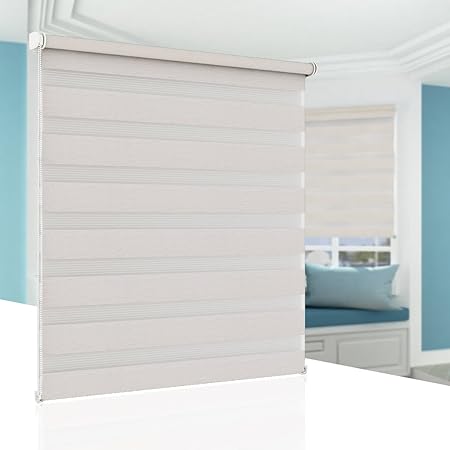 Zebra Double Roller Blinds 40 X 150cm Linen Window Roller Blinds Without Drilling For Window Living Room Bedroom