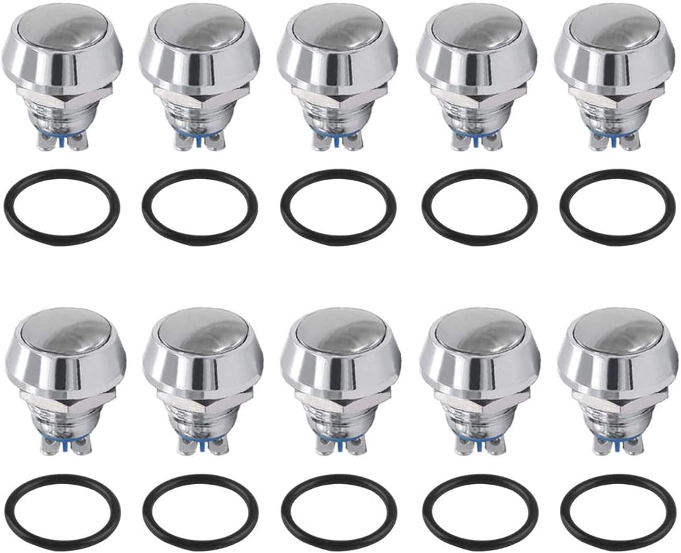 QitinDasen 10Pcs Premium 12mm Metal Momentary Push Button Switch
