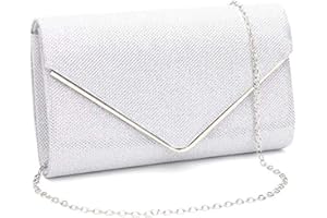 ZIUMUDY Women's Shinny Envelope Clutches Evening Party Handbag Purse Shoulder Chain Bag