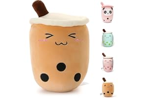 Niuniu Daddy 9.4in Stuffed Boba Plushies Squishy Bubble Tea Plush Toy Pillow Cute Milk Tea Plushie Adorable Cuddle Pillow Food Toy for Baby/Kids/Toddler Great Gift for Birthday/Christmas