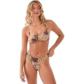 Nasty Gal Floral Animal Print Abstract Ring Beaded Crop Bikini Set
