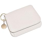 SENDEFN Small Credit Card Holder Wallets for Women RFID Blocking Leather Keychain Tri-Fold Zipper Pocket Coin Purse