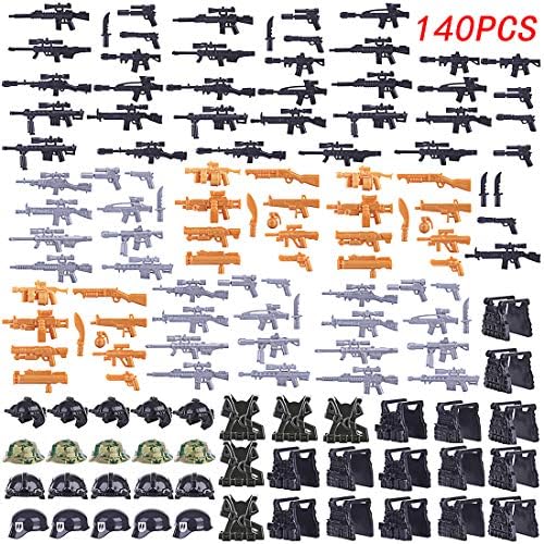 FutureShapers 140pcs. Vest, Helmet and Custom Weapons Set for Police Soldiers SWAT Team Mini Figures, Match LEGO