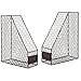 Set of 2 Rustic Brown Metal Chicken Wire Document Magazine Organizer Rack with Label Holder