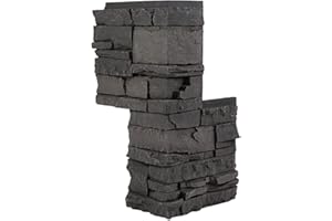 GenStone Faux Stacked Stone 90 Degree Outside Corner Panel 22.5" x 12" in Iron Ore Color for Do It Yourself Friendly Home Improvement Projects