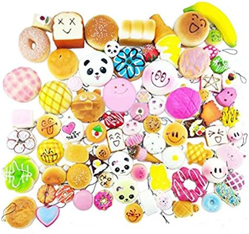 Random 30pcs Jumbo Medium Mini Soft Squishy Cake/Panda/Bread/Buns Phone Straps (20PCS)