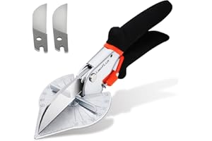 LeafLux Miter Shears, Multifunctional Trunking Shears for Angular Cutting of Moulding and Trim, Adjustable at 45 to 135 Degree, Hand Tools for Cutting Soft Wood, Plastic, PVC, With 2 blades |LFXP3101S
