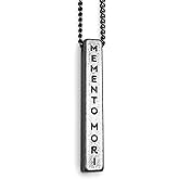 Stoic Muse Memento Mori Engraved Pendant Bar Necklace