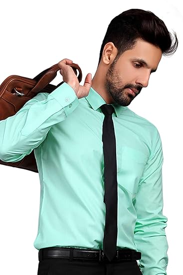 Uniform Sarees Corp Mens Formal Regular Fit Full Sleeves Shirt for Interview T-445475T_Sea Green