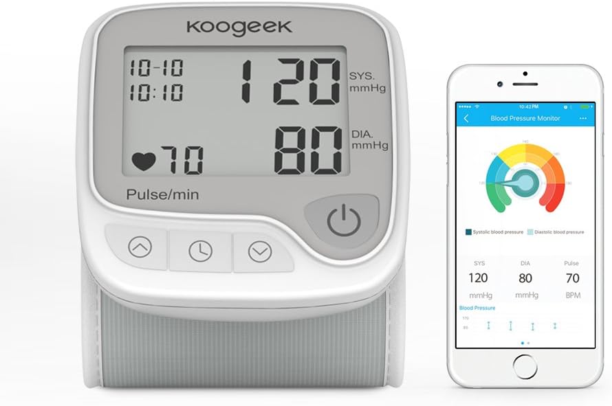 Koogeek Wrist Blood Pressure Monitor, Automatic Blood Pressure Cuff Wrist with Heart Rate for Home Use, Wireless Blood Pressure Machine with Memory Mode for iOS and Android Devices