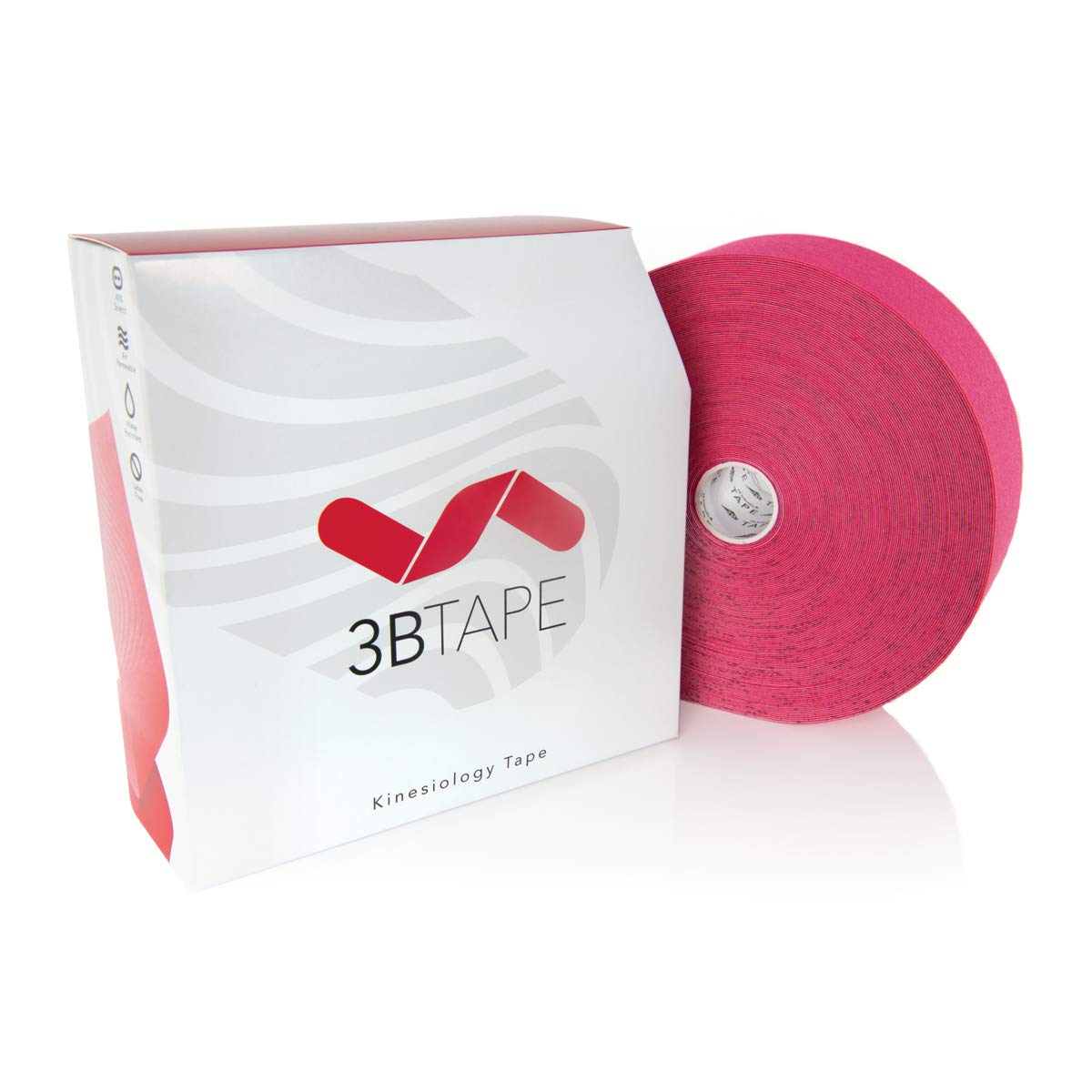3B Scientific Kinesiology Tape - Bulk Roll 31m x 5cm of Elastic Muscle and Joints Support Tape for Exercise, Sports and Injury Recovery, Muscle Pain Tape, Water Resistant Sport Tape - Pink — image 1