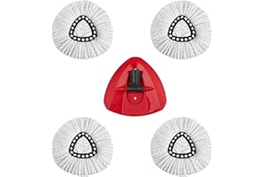 4Pack Spin Mop Head Refill + 1 Mop Base, Universal 360°Mop Head Replacement for Vileda EasyWring Spin Mop, Microfiber Spin Mo
