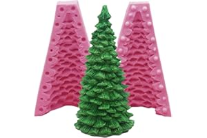 FEWO 3D Christmas Tree Silicone Candle Mold for Candle Making, Xmas Pine Tree Silicone Soap Molds DIY Cake Decorating Candle Making Supplies