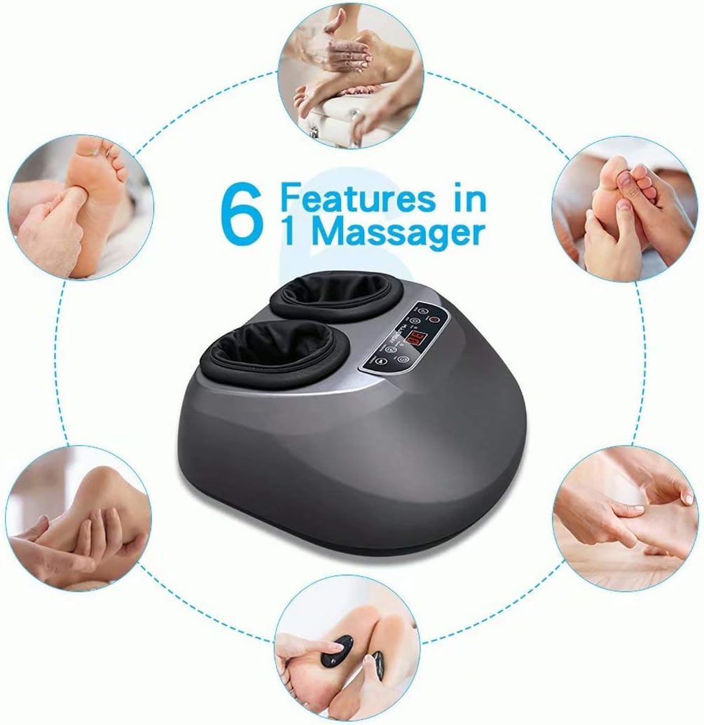 MUJERBAY Foot Massager with Heat, Shiatsu Massage Machine with Air Compression, Deep Kneading Remote Control, 5 Instensy, Relieve Pain and Improve Blood Circulation, masajeador de pies: Health & Personal Care