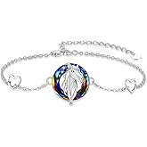 Horse Bracelet for Women Girls 925 Sterling Silver Horse Crystal Bracelet Adjustable Bracelet Animal Bracelet Horse Jewelry Gift for Women Girls