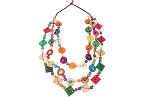 Baluue Coconut Shell Bead Necklace 13.77 Inch Handmade Bohemian Strand Jewelry Lightweight Beach Pendant for Casual and Forma