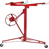 Winado 16 ft Drywall Lift Panel Rolling Hoist Jack Lifter for Sheetrock | Drywall Lifting Construction Tool with Caster Wheels and Adjustable Telescopic Arm, Red