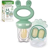 Haakaa Baby Fruit Food Feeder &amp; Mini Freezer Nibble Tray Combo, Breastmilk Popsicle Molds for Cooling Relief, BPA Free Silicone Feeder for Safe Infant Self Feeding, 4 Month+ (Pea Green)