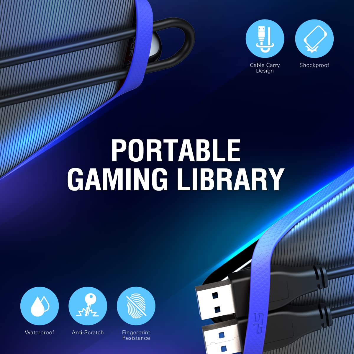Silicon Power 4TB Rugged Game Drive A62 External Hard Drive PS5 Compatible