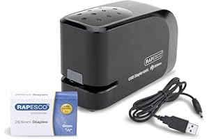 Rapesco 1454 626EL Automatic Electric Stapler USB/Battery, Black