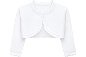Lilax Baby Girls' Long Sleeve Cardigan Knit Button Closure Bolero Shrug