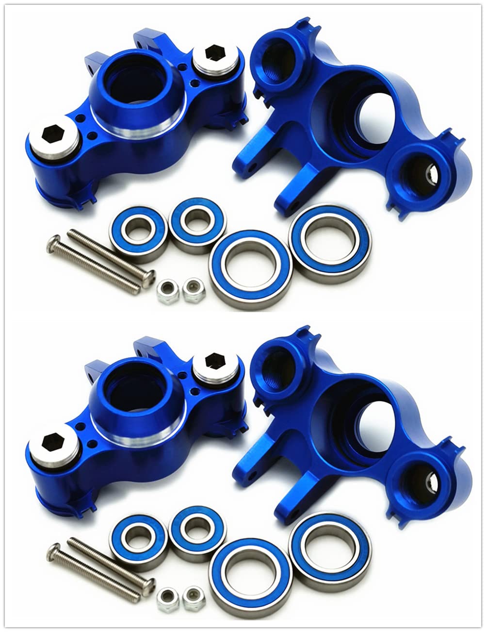 Photo 1 of Aluminum Steering Block Knuckle Arm W/Rubber Shielded Bearings -4PCS Blue for Traxxas 1/10 Old E-REVO EREVO Summit E-MAXX T-MAXX3.3 Slayer Pro 4X4 5334R
