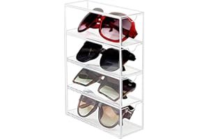Tasybox Sunglasses Organizer, Acrylic Eyeglass Case Clear Eyeglass Holder Eyewear Display Case with 4 Drawers for Women and Men