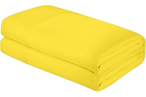 ROYALE LINENS Twin XL Size Flat Sheet Only - Brushed 1800 Microfiber - Soft & Breathable - Wrinkle Resistant - Hotel Quality Flat Sheet Sold Separately - Top Sheet for Bed - (Twin XL, Yellow)