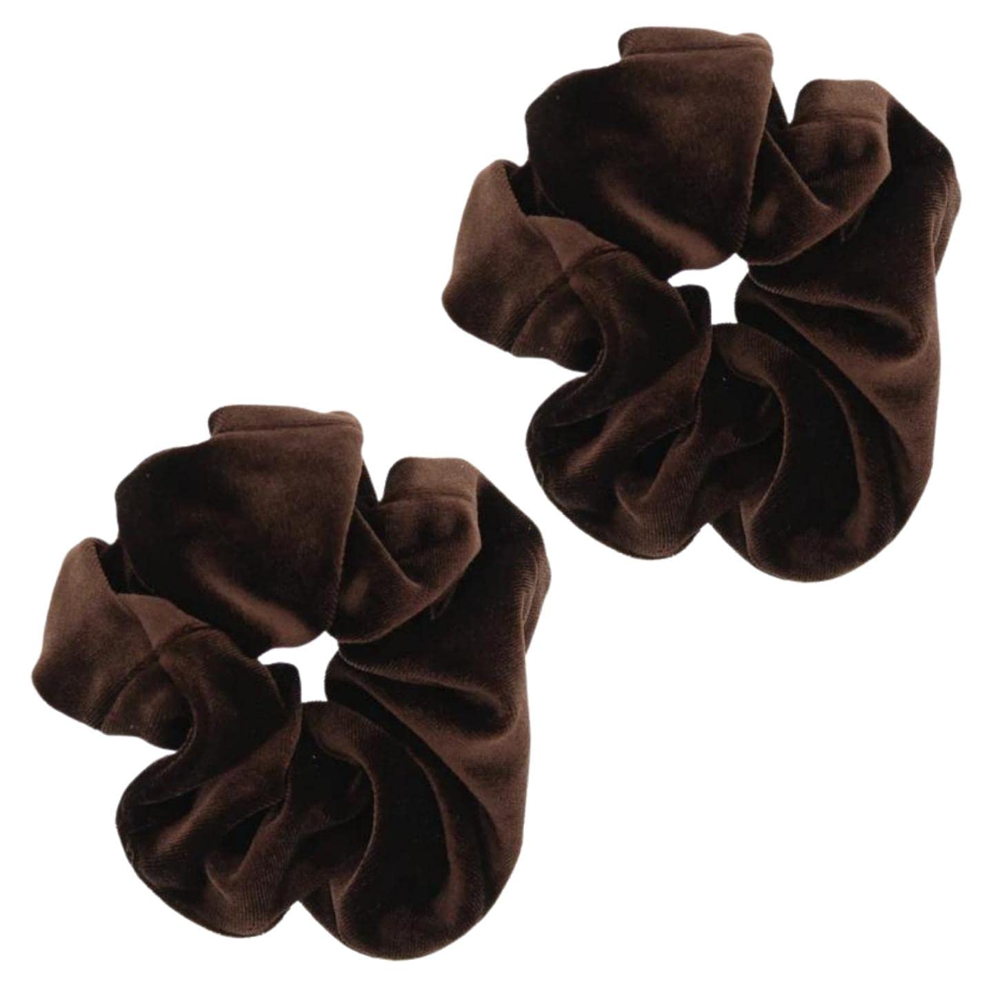 Topkids Accessories - Luxury Velvet Scrunchie Scrunchies Elastic Hair Band Ponytail Holders Hair Scrunchie Hair Bobbles Hair Accessories for Women, Ladies, Girls - Pack of 2 (Chocolate)