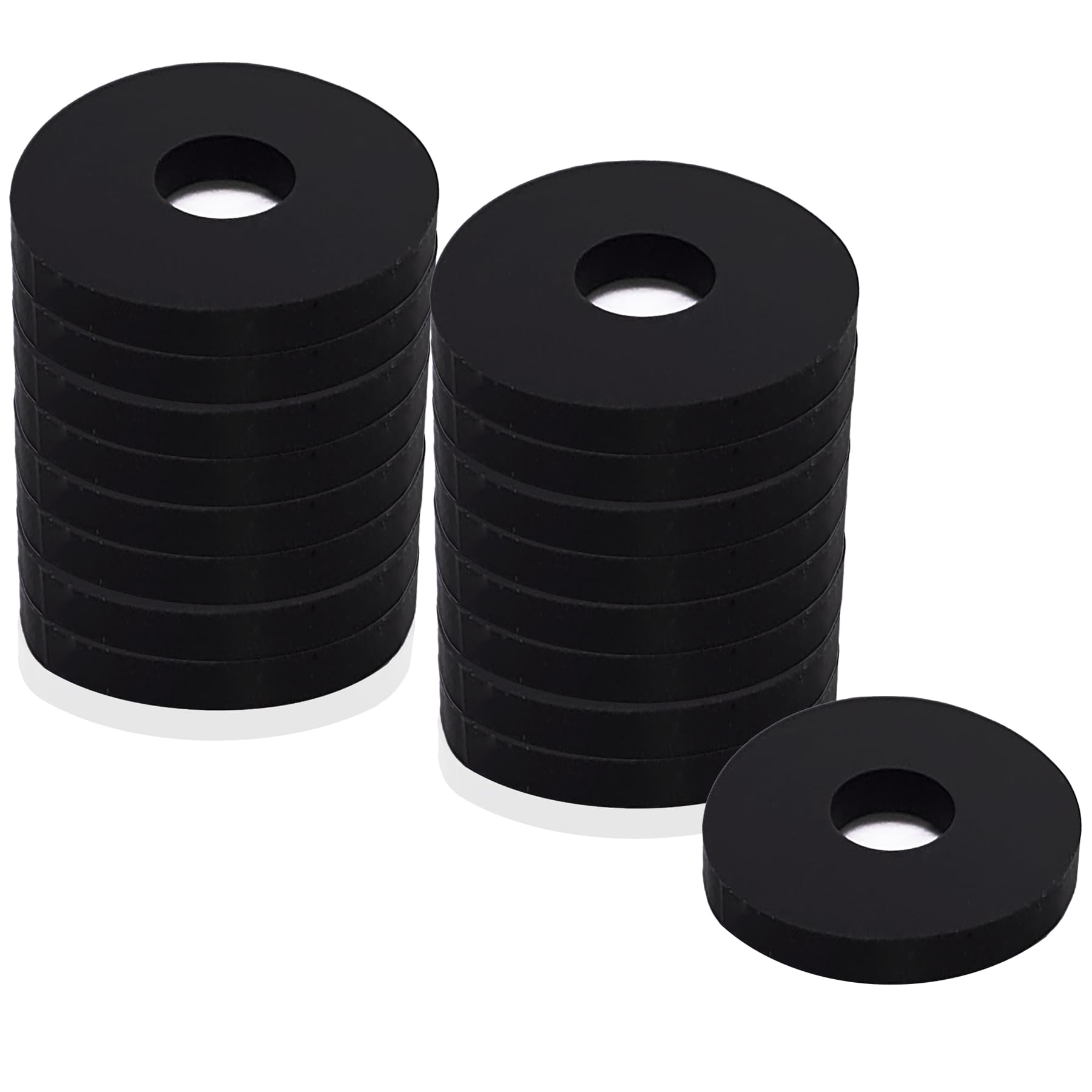 Photo 1 of 100 Pcs 3/4 Inch Clear Vinyl Replacement Washers Flat Washer Gasket 1/16 Inch (2 mm) Thickness Washer Spacer for Glass Shower Door Handle Towel Bars 3/4 Inch Standoff Cap Assemblies (Black)