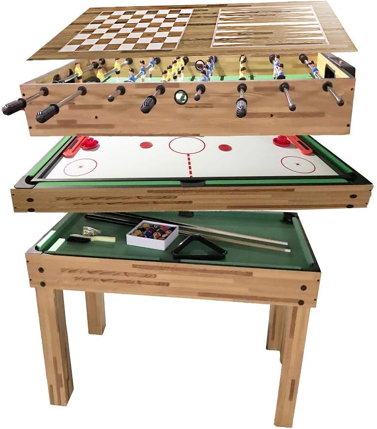 haxTON Compact Combination Game Tables Mini Game Tables 1 Set of Popular Game Tables 4 in 1 Multi-Use Game Table Include Pool Table Foosball Table Air Hockey Table for Children Toy Game Chess (1)