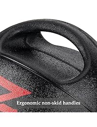 ZELUS - Balón medicinal de doble agarre con goma duradera y agarre texturizado para entrenamiento de equilibrio de fuerza, tamaños de peso 10 20 libras. Disponible, Negro