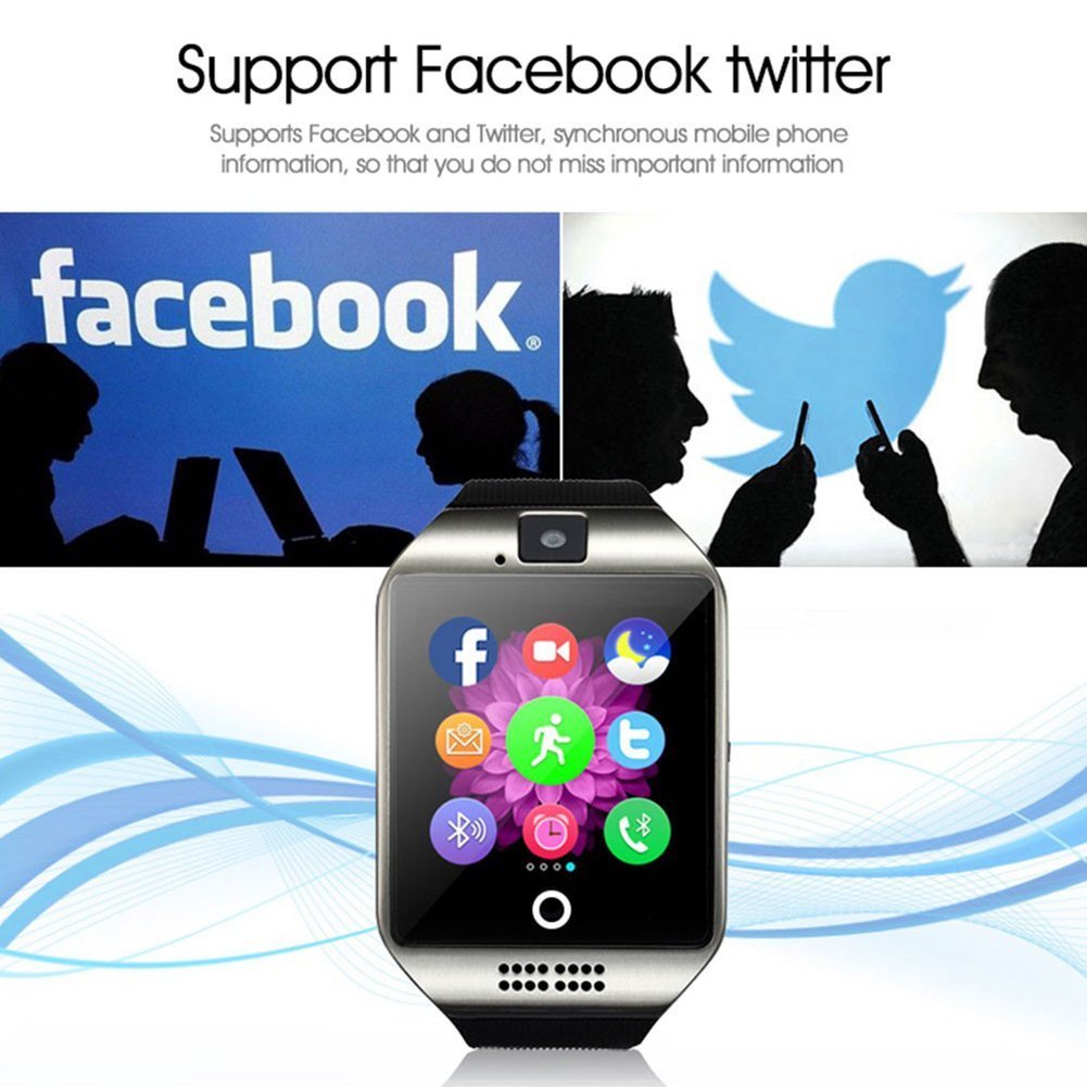 SinoPro Q18 Smart Watch, Sports Fitness Tracker Bluetooth Wrist Watch with SIM Card and TF Card Slot Camera Message Notification Sleep Monitor for iPhone Samsung and other Android Smartphone (Silver)