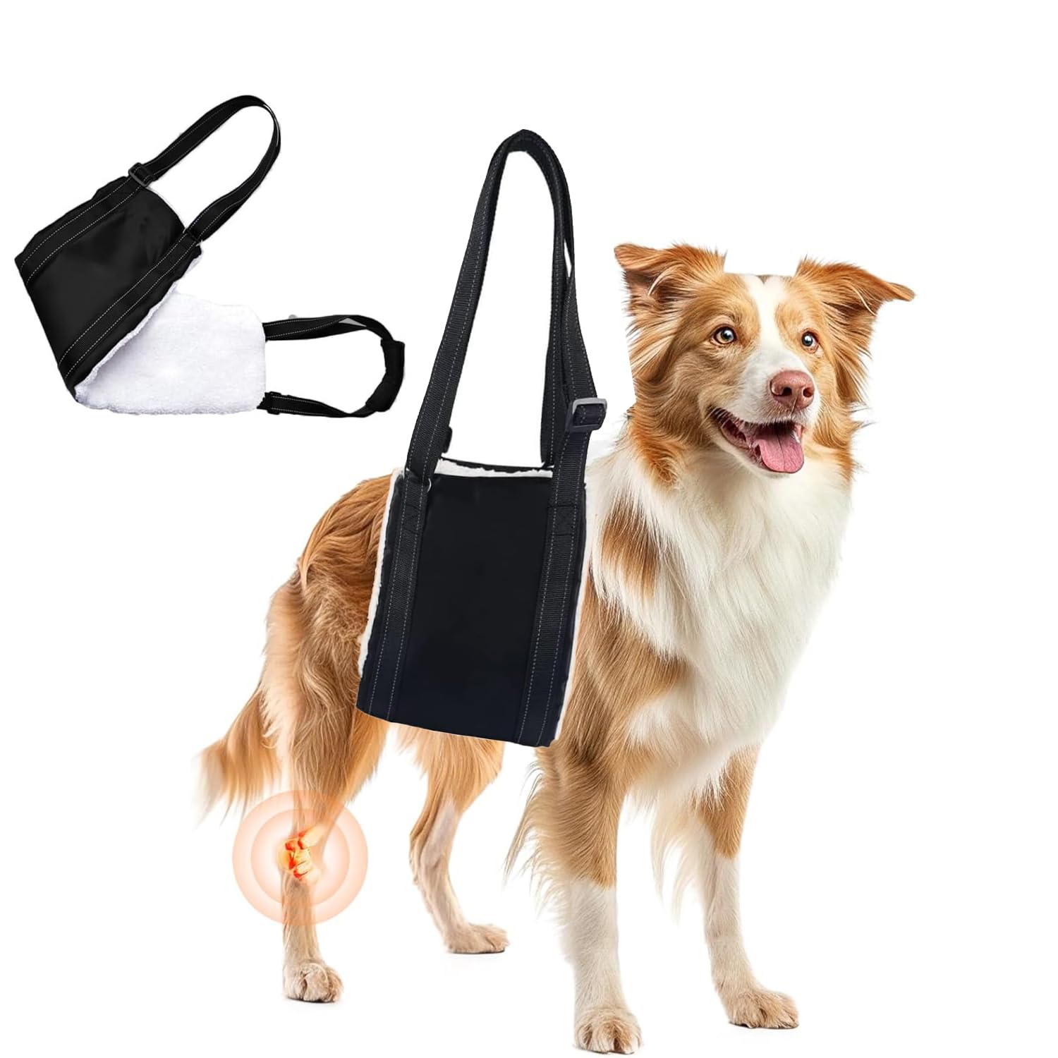 Norhogo Support and Rehab Harness for Weak Rear Legs, Dog Carrier Sling for Back Legs, Dog Lifting Harness to Lift Pets Hind Front Rear for Canine and Old Cruciate Ligament Rehabilitation(Black，L)