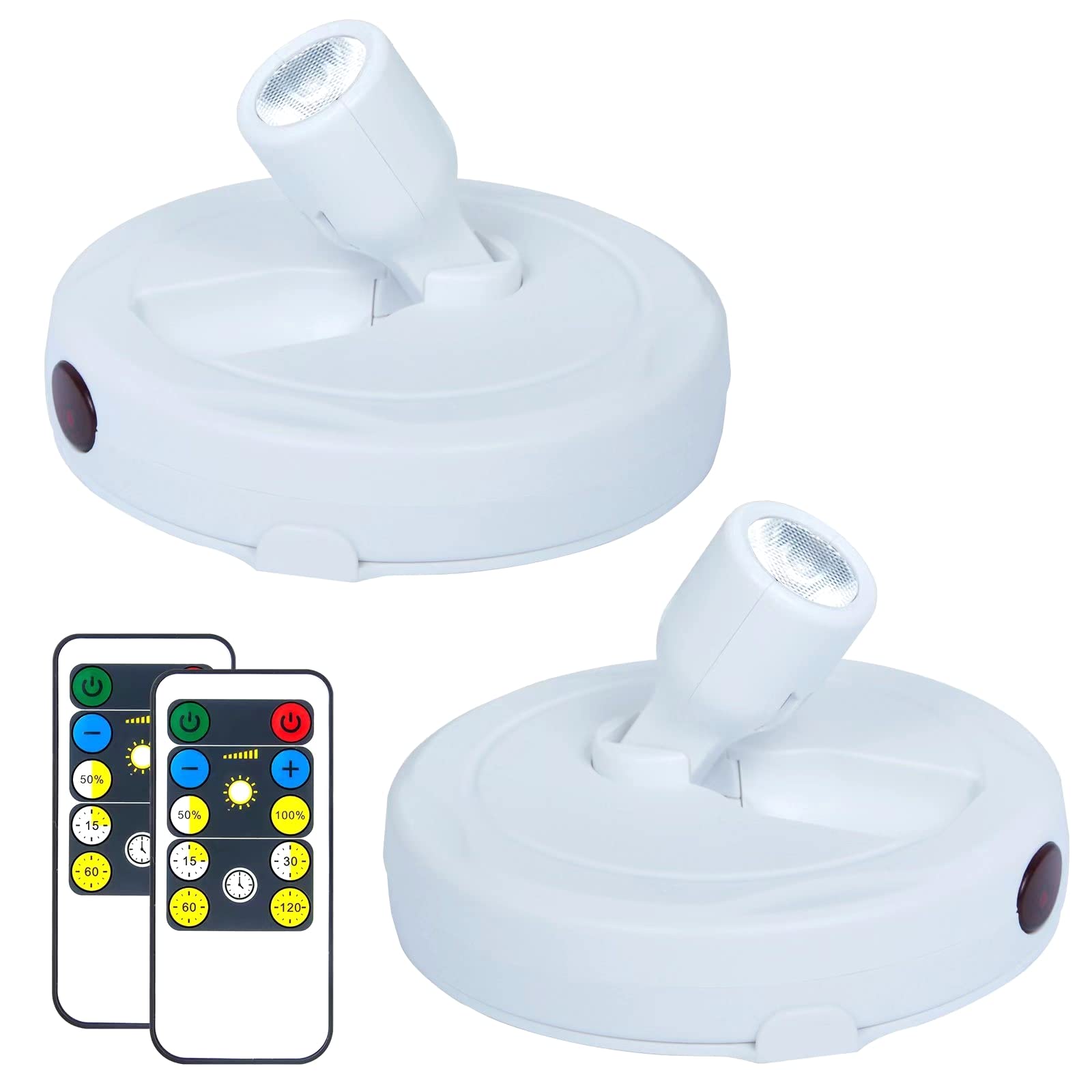 Photo 1 of HAMVIDNE Wireless LED Spotlight, Battery Operated Picture Lights, Indoor Uplight, Puck Lights with Remote, Spot Lights for Wall Art Display Dartboard Painting Accent Artwork Closet-2Pack