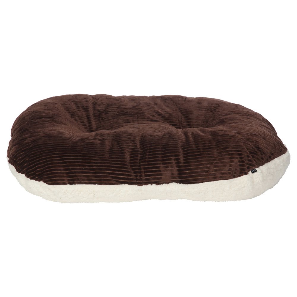 Bunty Oval Dog Pet Puppy Cat Bed Fleece Round Cushion Hard Wicker Basket Insert Brown Large