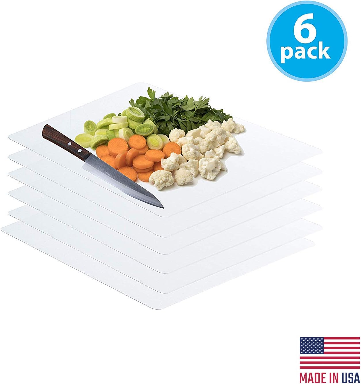 Frosted Clear Flexible Extra Thick Plastic Cutting Board Mat (12 x 15), Set of 6 by Sterling for Life