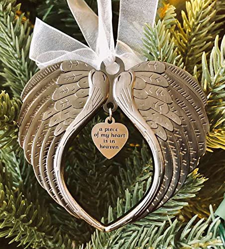 SUNNEE Memorial Christmas Ornament Bauble Tree Hanging Decor Jingle Bells (A piece of my heart is in heaven)