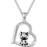 JERWLI Cow Gift 925 Sterling Sliver Highland Cow Necklace Jewelry Gifts Themed for Women Lover