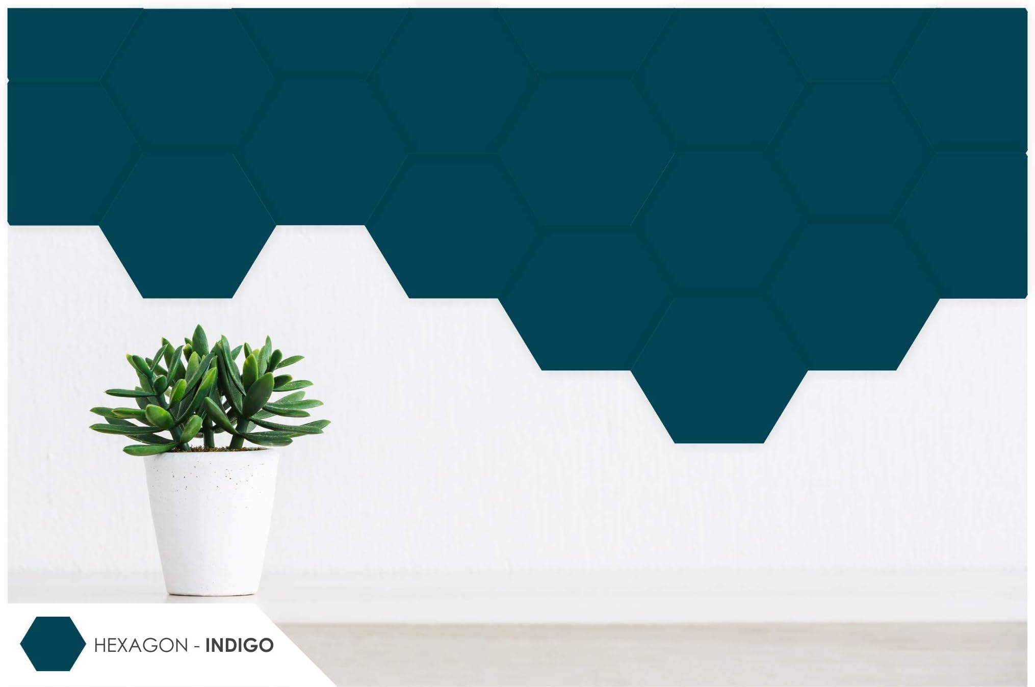 Suber Geometrics Cork Board Tiles | 12 Tile Pack | 9cm/3.5" Each Side | Self-Adhesive DIY | Hexagon Shape | Pinboard/Bulletin Board/Wallcovering | Decoration | 3D Wall | 3.5mm/0.14" Thick (Indigo)