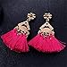 JUST N1 Short Tassel Drop/ Dangle Earrings with Rhinestones and Gold Tone Colorful