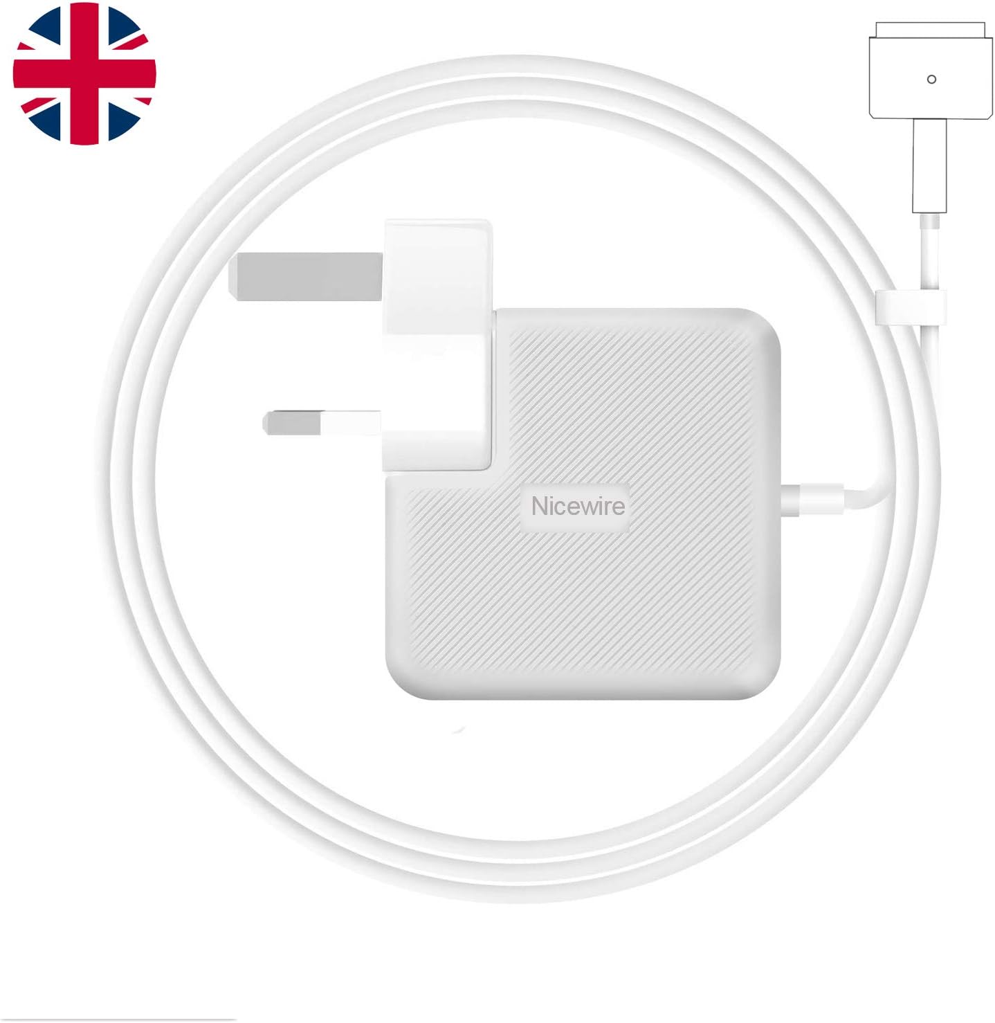 Nicewire Compatible With MacBook Air Charger, Works With 60W Magsafe 2 T-Tip Power Adapter Charger for Macbook Pro with 13-inch And MacBook Air 11-inch & 13-inch LATE 2012