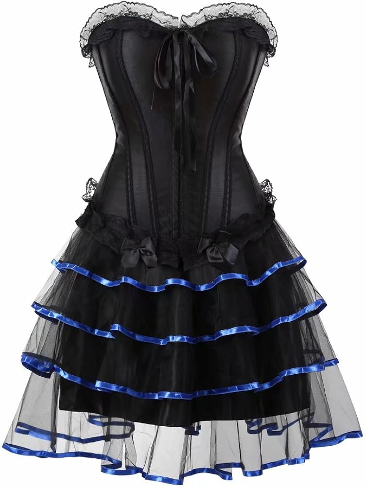Josamogre Corsagenkleid Corsagenkleid Gothic Lace Trim DeMaß Corsage Korsett mit Kleid elegant