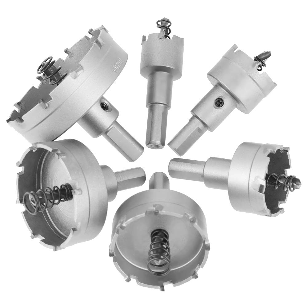 22-65mm Metal Hole Saw, 6Pcs Heavy Duty Hole Saw Drill Bits Set, Multifunctional Hole Saw Cutting Bits Solid Cemented Carbide Material 6 Different Size Hole Cutter for Concrete Metal Wood