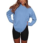 REORIA Women's Oversized Y2K Long Sleeve T-Shirt Crewneck Fall Casual Tee Basic Workout Top Trendy Clothes 2025