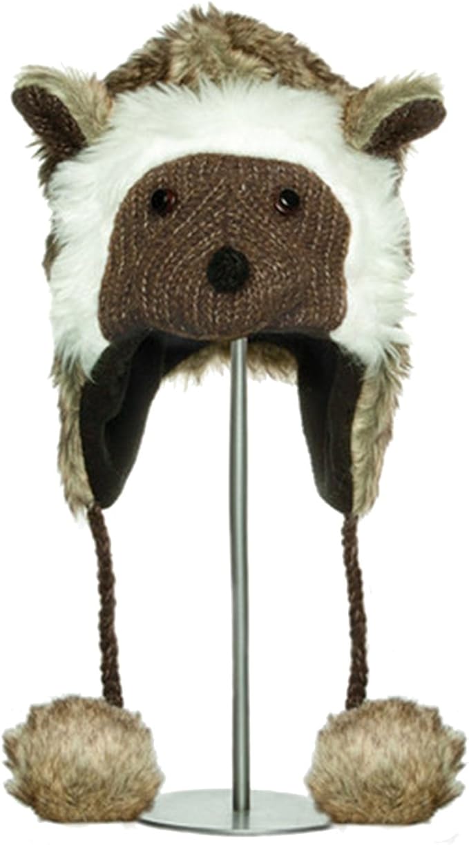 Delux Dwayne the Donkey Wool Pilot Animal Cap/Hat with Ear Flaps and