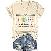 Kindness Shirt Women Kindness is Free Sprinkle It Everywhere V Neck Graphic Tees Be Kind T-Shirt Inspirational Tshirt