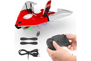 USHINING RC Planes for Kids Remote Control Airplanes Indoor Outdoor 2.4GHz with Gyro DIY Easy to Fly RC Airplane with LED Light MPP RC Glider for Kids Beginners (Red)