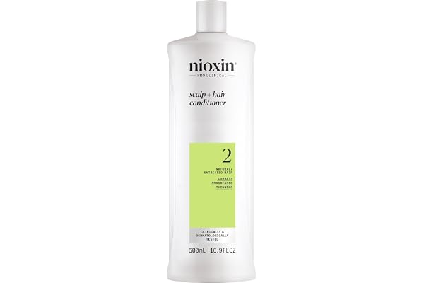 Nioxin System 2 Scalp + Thickening Conditioner for Natural Progressed Thinning | Boost Density with Niacinamide & Biotin | Re
